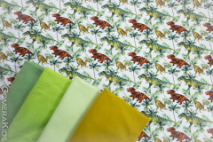 Puuvillane_trikotaaž_Dinosaurused_taimed_valgel