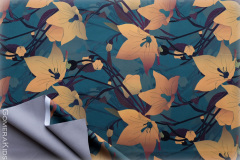 Softshell_suured_kollased_lilled_sinakasrohelisel_taustal